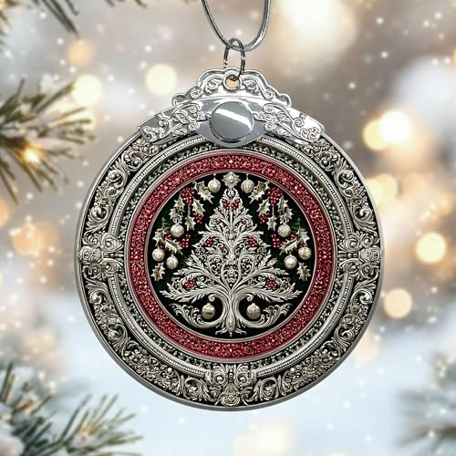 Adornos de Navidad de cristal para árbol de Navidad, adorno vintage de acebo, relleno de calcetines rojos, decoración para chimenea, dormitorio, ventana, fiesta, 3 x 3 pulgadas