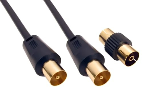 SSL Satellites - 1,2.3,4,5,10,15,20 Metre Male to Male RF TV Aerial Lead Cable Coaxial Extension Female Digital with Coupler (2 Meter)