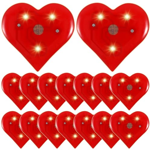 VICASKY Schützenfest Anstecker LED Herz Brosche 20 Stück Blinkende Broschen Rot Herzbroschen Leuchtend Herzen zum Anstecken Valentinstag Valentinstagsbrosche Herz-Anstecknadeln Leuchtende Herzbros