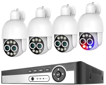 8CH 8MP 4K PTZ POE-Kamera-Sicherheitssystem 8-facher Zoom Doppelobjektivkamera Menschliche Erkennung Aufzeichnung CCTV-Überwachungsschutzkit Bewegungserkennung(None,8CH NVR 4pcs Cameras)