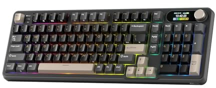 RK ROYAL KLUDGE S98 mekaniskt tangentbord med smart display och knapp, toppmonterat 96 % trådlöst mekaniskt tangentbord BT/2.4G/USB-C, kan bytas under drift, programvara, massivt batteri, 98 tangenter