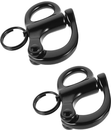 Healvian Manilles à Ressort en Acier Inoxydable Noir 52 Mm, Lot de 2, Manille Pivotante Robuste pour Gréement Nautique, Quincaillerie Marine et Fixation Rapide sur Voiliers