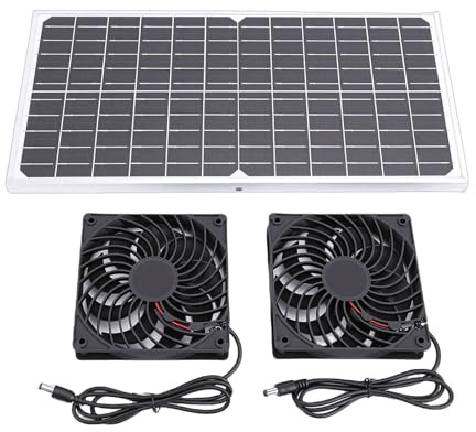 Kit Efficiente di Doppi Ventilatori di Scarico a Pannello Solare per Piccole Serre, Cucce per Cani, Peso 740 G