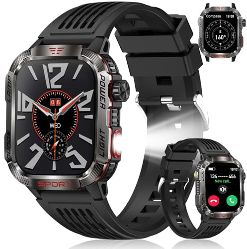 INMUA Smartwatch Uomo, 2.01, 2 Cinturini Orologio Intelligente Fitness con Chiamate Bluetooth, 100+ Modalità Sportive, IP68 Orologio Uomo Smartwatch con Monitoraggio Sonno/per IOS Android (Nero)