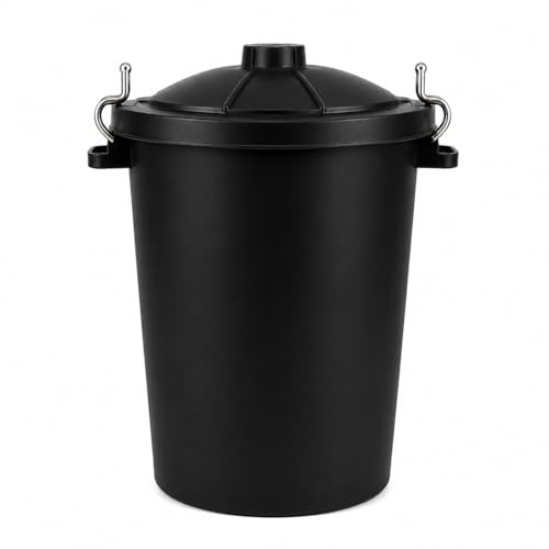 90L Large Heavy Duty Multi Colour Dustbin with Lid Outdoor Garden Waste Bin