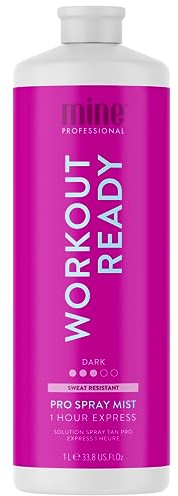 MineTan Profi-Sprühbräune | Workout Ready - 1 Stunde Ultra Rapid Tanning Flüssig, Gesicht & Körper Fake Tanner, Schnelle Trocknend, Schweißresistente, Dunkelbraunes Hautfinish, Keine Orangetöne, 1L