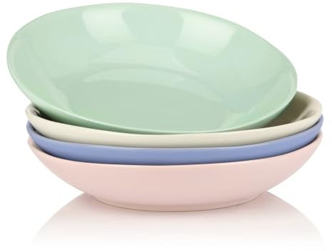 vancasso Victoria, Set 4 Pezzi Servizio da Tavola da Piatti da Pasta in Porcellana Set di Piatti da Dessert Ceramica Combinazione, Piatti Piatto, Pizza, Viola Chiaro, Rosa, Marrone Chiaro, Verde