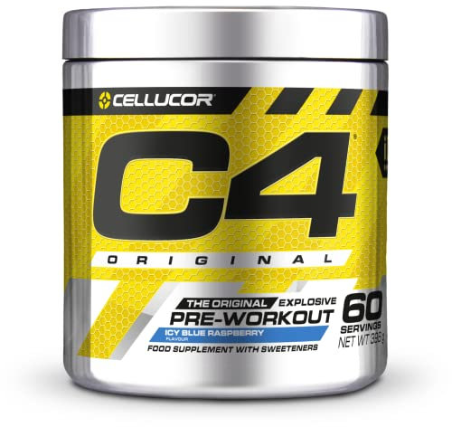 C4 Original - Suplemento en polvo para preentrenamiento - Frambuesa azul | Bebida energética para antes de entrenar | 150 mg de cafeína + beta alanina + monohidrato de creatina | 60 raciones