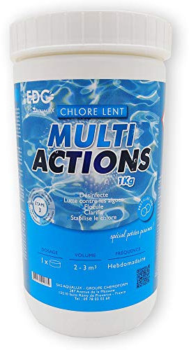 EDENEA - Chlore Multi Actions Piscine - Pastilles 20g - Boite 1 kg - Traitement Longue Durée Désinfectant Multi Fonctions - EDG