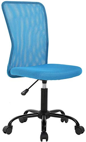 Kontorsstol i nät med ergonomiskt ländryggsstöd billig skrivbordsstol dator justerbar svängbar rullstol för hem och kontor, blå
