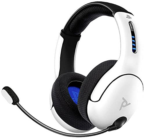 PDP Gaming LVL50 Wireless Kopfhörer mit Mic für or PlayStation, PS4, PS5 - PC, Laptop Compatible - Geräuschunterdrückung Mikrofon, Bass Boost, Lightweight, Soft Comfürt Over Ear Headphones - weiß