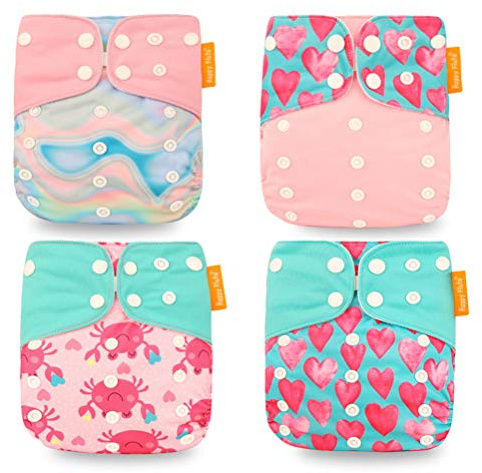 HahaGo Pañal de tela para bebé Pañales reutilizables lavables Inserte el de bolsillo todo en uno para (Rosa)