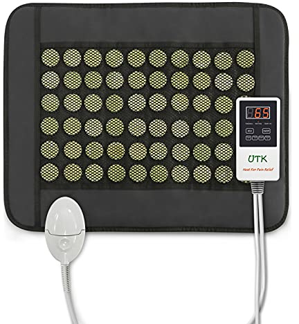 UTK Ferninfrarot-Heizkissen - Natürliches Jade-Heizkissen zur Linderung chronischer Rückenschmerzen - Klein (19 x 15), Smart Controller, einstellbare Temperatur und Reisetasche enthalten