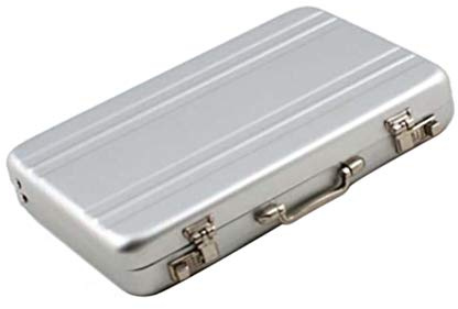 ausuky Mini-Aluminium-Koffer, Aktenkoffer, Visitenkartenhalter, Exquisite Geschenkbox, Silber