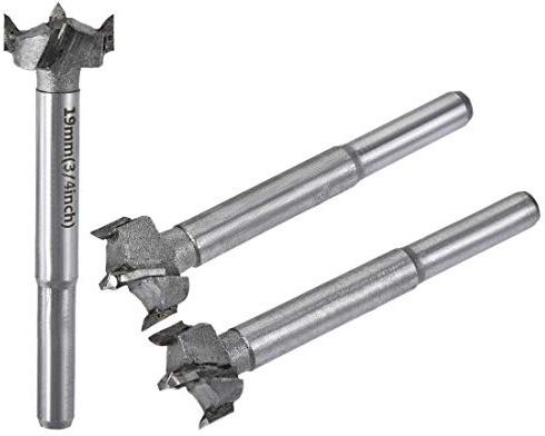 sourcing map 3in1 Set Forstner Holzbohrer 17mm 18mm 19mm Durchm. Lochsäge | Hartmetall, Stahlspitze Rundschaft Schneiden, Für Scharnier Sperrholz Holzwerkzeug