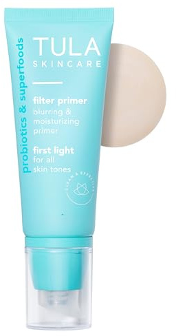 TULA Skin Care Face Filter Blurring and Moisturizing Primer - First Light, Evens the Appearance of Skin Tone & Redness, Hydrates & Improves Makeup Wear, 1fl oz