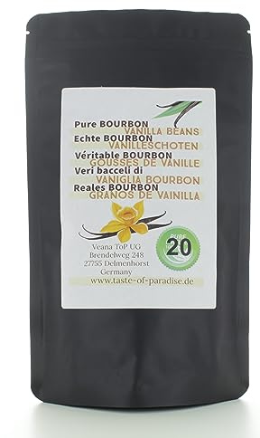 Baccelli di vaniglia Bourbon (20 pezzi - 12-13 cm) 100% naturali dal Madagascar, freschi e succosi, alto contenuto di vaniglia, vaniglia gourmet di alta qualità