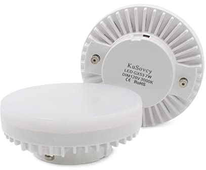 KuSovcy Gx53 LED Under Cabinet Light 7W Puck Lights 700LM Warm White 3000K Traditional Halogen CFL Replacement Spotlight for Cabinet Showcase Exhibition Shop Showroom Lighting (2-Pack)
