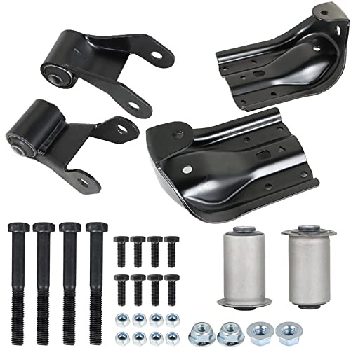 WFLNHB Pair Rear Rearward Leaf Spring Shackle & Bracket Hanger Repair Kit 2Pc w/Bushing Replacement for Chevy GMC Pickup Truck