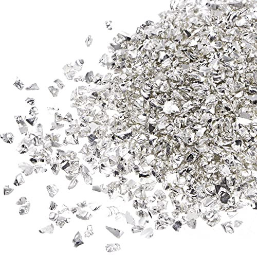 sourcing map 20g Glassplitter 2-4mm unregelmäßiges metallisches Glitterglas Dekoration Silberton