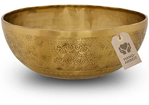 Tibetische Klangschale Blume des Lebens für Yoga, Meditation und Entspannung, Ø 35 cm, 4.000 Gramm, matte Oberfläche, Traditionelle Handarbeit in Profi-Qualität