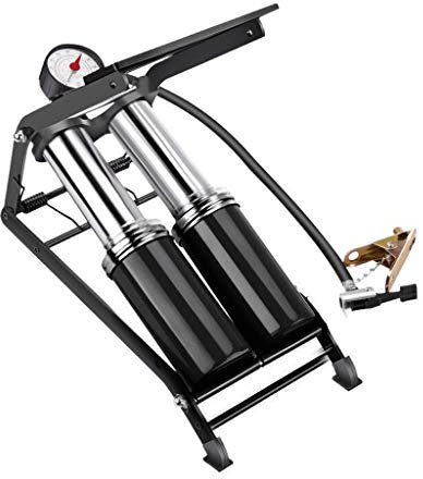 Samnuerly Auto Fußpumpe Luftpumpe Doppelzylinder Fahrradpumpe Pedalluftpumpe Luftkompressor (Color : C)