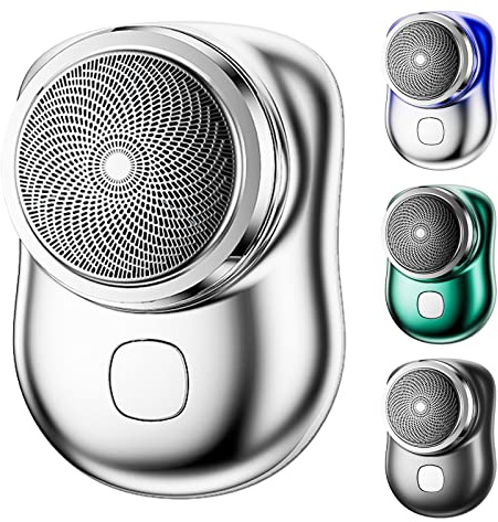 HIDRUO Mini Shaver Portable Electric Shaver, Pocket Portable Electric Shave, Usb Mini Shaver Electric Razor for Men, Type C Waterproof Rechargeable Wet and Dry Mens Razor (Silvery)