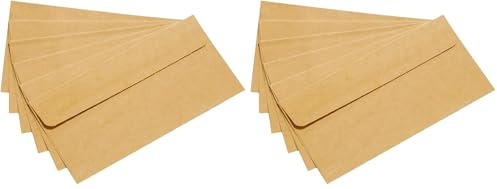 Noa Home Deco Kraftpapier Umschläge,Briefumschläge (100 Stück) aus vintage Kraftpapier -80 g/m²(DIN DL - 220 x 110 mm) (Packung mit 2)