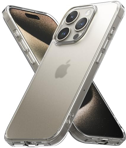 Ringke Fusion für iPhone 15 Pro Max Hülle, [Anti-Fingerprint] Minimale Vergilbung Eng Anliegend Hart Klar Rückseite Weicher Bumper Handyhülle - Matt Transparent