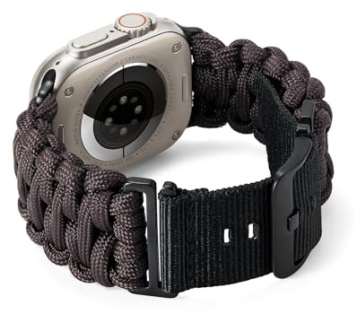 BINLUN Kompatibel mit Apple Watch Armband Paracord 550 49mm Militär Stil Robustes Nylon Sportarmband Ersatzarmband für iWatch Ultra Herren Damen 8 Farben(Braun)