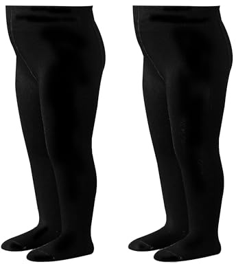 bistyle Collant per Bambina Morbidi | Leggings in Cotone Biologico per Bambini Collant per Neonati | Collant Caldi per Bambine Comodi 2 Pezzi, nero-nero, 0-6 Mesi