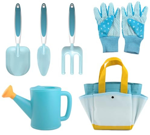 6pcs/set kids gardening set kids gardening tools Fun Kinder Gartenspielzeug beinhalten Schaufel, Kelle, Rechen, Gartenhandschuhe, Bewässerung können Geschenke für Kinder mit Gartenwerkzeugen für