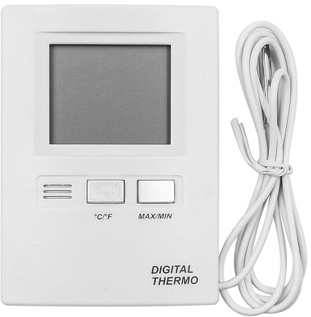 Tiardey Termometro elettronico a Doppio Canale con Display Digitale per Interni ed Esterni a Parete, Monitor della Temperatura di stoccaggio con sensore Via Cavo Impermeabile