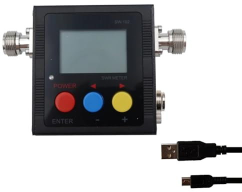 RIYAN SW-102S Digitales VHF/UHF 125-525 MHz SO239-Anschluss, Strom- und SWR-Messgerät (SW102-S), EU-Stecker, 500706163