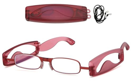 VEVESMUNDO Faltbare Lesebrillen Mini Klein Kompakt Klappbare Anti Blaulicht Damen Herren Blaulichtfilter Lesehilfe Faltbrillen (1 Stück Rot Lesebrille, +1.5)