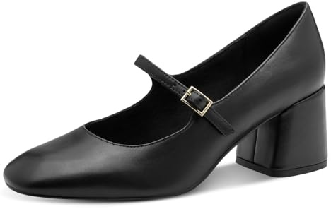 Marco Tozzi Damen Mary Janes aus Leder mit Blockabsatz