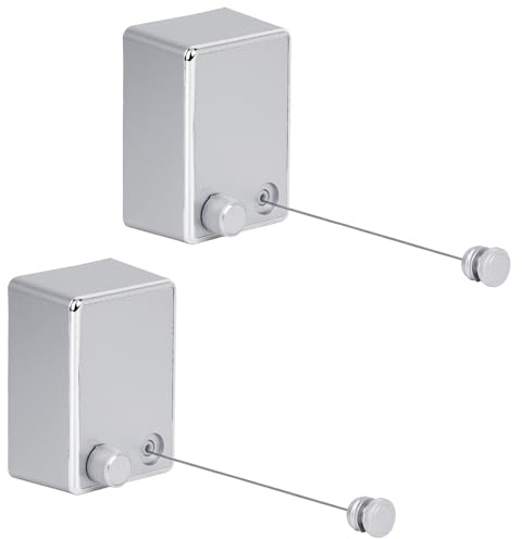 MUYIRTED 2 X Wäscheleine Ausziehbar Mit 4.2m Stahlkern, Camping Wäscheleine Wandmontage Wäschespinne Für Balkon, Badezimmer, Garden, Wohnmobil