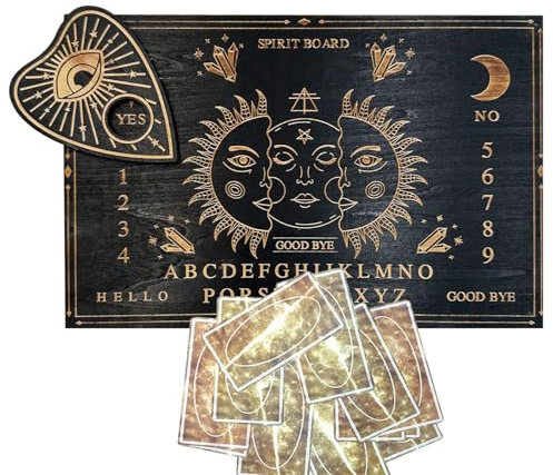 Juego de tablero Ouija – Tablero Ouija espiritual, Planchette de mensajes de madera para tomar decisiones con letras y números – Tablero de péndulo con decoraciones espirituales para niños, niñas, reg