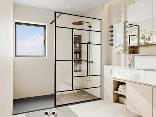 Vente-unique - Paroi de douche à l'italienne style industriel - 120 x 200 cm - SEFANA II