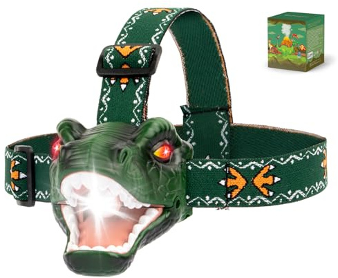 Gofimyee Dinosaurier Stirnlampe, Aufladbar Spielzeug für Kinder Alter 3+ | LED Handlich Kinderstirnlampen Jungen und Mädchen, Roar und Silent Modus, Kindergeburtstag, Weihnachtsspielzeug Geschenk