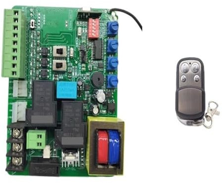Replacement Gate Operator Logic Board, Sliding Door Garage Door Control Panel Magnetic Spring Limit Switch Available with Delay Function AC for Sliding Gate Motor and Accessories(Board 4remote)