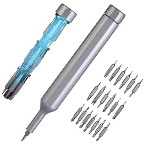 OSDUE Juego de Destornilladores, 39 en 1 Juego de Destornillador de Carraca Magnético de Precisión Electrónico con Broca Magnética, para Teléfonos Móviles, Portátiles,Gafas, Relojes, Gris