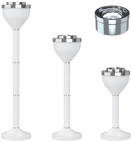 RELIANCER Floor Standing Ashtray w/Lid,Adjustable 16 - 31.5 Cigarette Ash Tray,Outdoor Stainless Steel Cigar Container Ash Holder w/Weighted Base,Cigarette Butt Receptacle Disposal for Home Garden