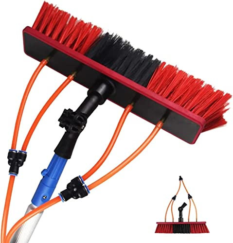 5m Water Fed Telescopic Window Cleaning Pole with Hose Ideal for Photovoltaic and Solar Panel Cleaning / 50cm Brush Head Included