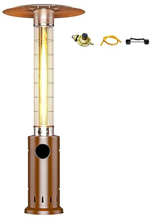 Fungo Riscaldante per Esterno, Riscaldatore da Esterno con Ruote, Riscaldatore a Gas con Dispositivo di Tripla Protezione per Uso Interno ed Esterno 2 Colori(Brown)