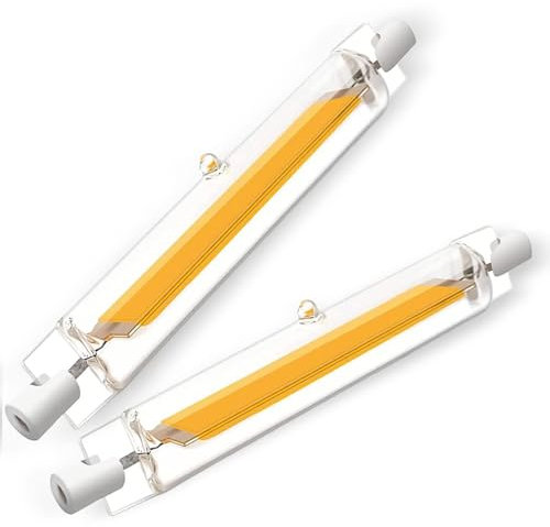 ZJZG Bombilla LED R7S 118mm Regulables, R7S LED 118mm 20W COB Equivalente 200w Lámpara Halógena, Lampara Blanco Cálido 3000K, 2000LM, iluminación de haz de 360 ​​°, 2 Pack