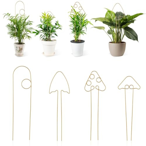 4 Pezzi di Traliccio per Piante in Vaso Rampicanti, Traliccio da Giardino Impilabile in Metallo Pothos Supporto per Piante Rampicanti per Interni ed Esterni Edera Fiori Piante d'Appartamento