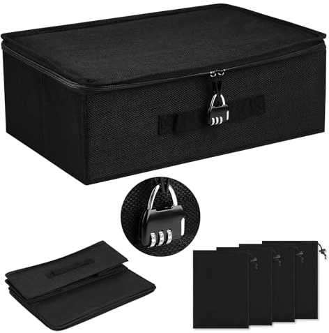 JINXOLET Discreet Lockable Storage Toy Bag Box Organizer Container Case 15x 9.9 x 5.1 Inches (Black)