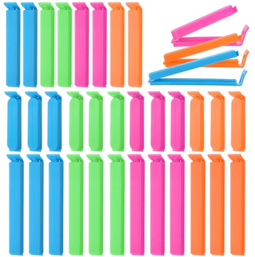 Xialvyu 32 Stück Verschlussclips,Lebensmittel Clips Kunststoff 7/9/11cm Verschlussklammern Plastik Mehrere Farben, Tütenclips Bunt Küche Wiederverwendbar Tütenclips für Verpackung Süßigkeiten Snacks