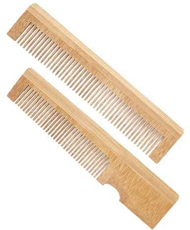 DEARMAMY 2 Stück-pack Bambus Bartkamm Klein Tragbar Schnurrbartglättungskamm Herren Bart und Haarkamm Pflege Zubehör fürs Styling Unterwegs